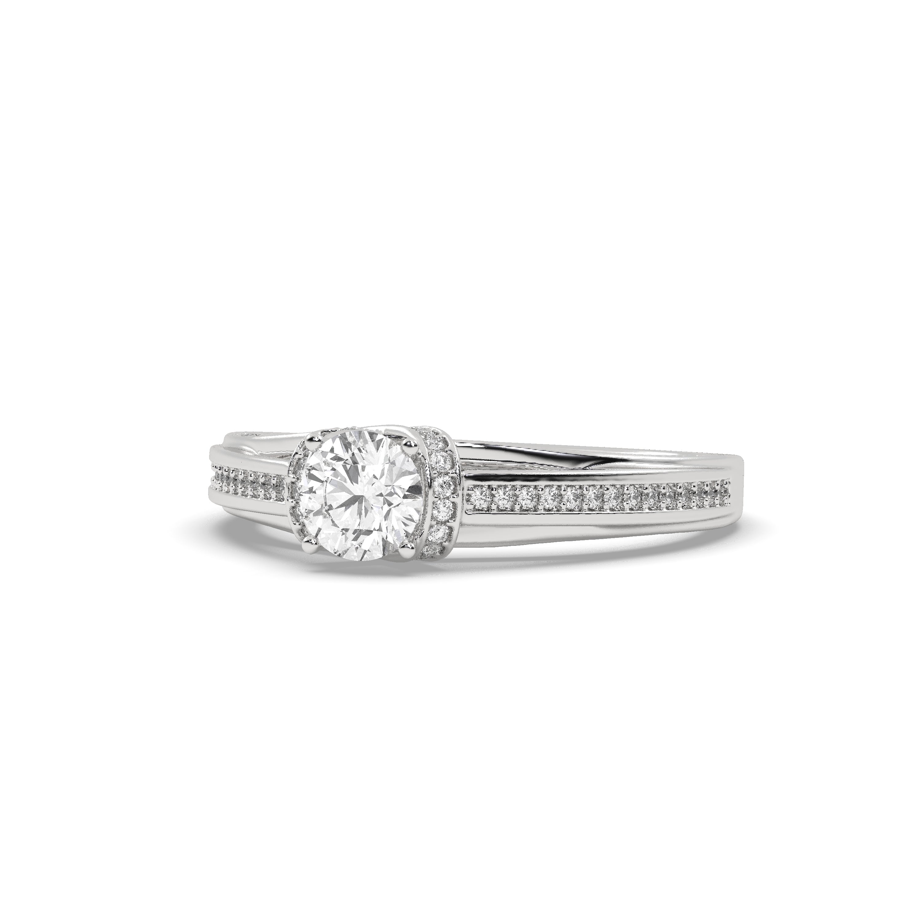 White Gold Studded 1.125 Carat Lab Grown Diamond Ring-E Color VS2 Clarity.